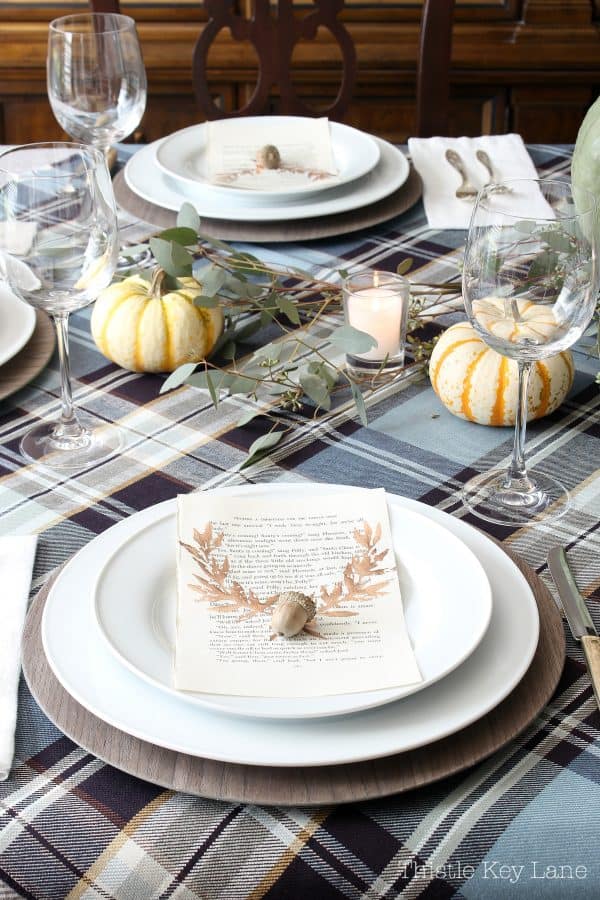 Thanksgiving Table With Plaid And Copper Accents - Thistle Key Lane