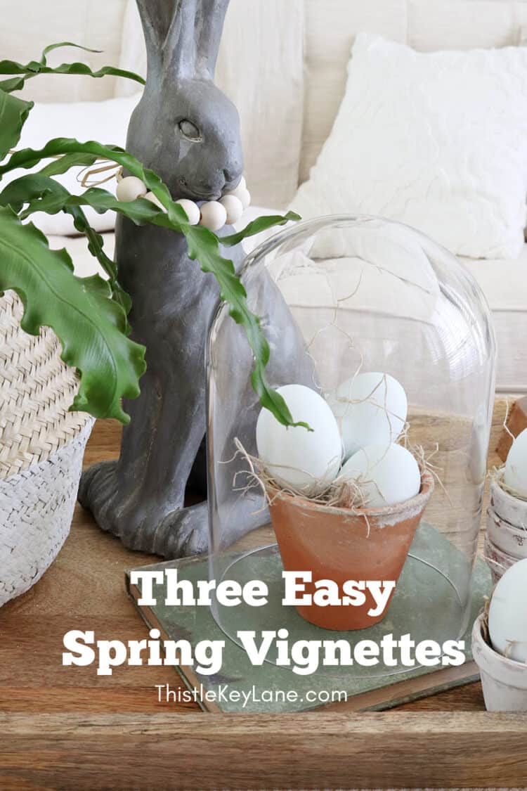 Three Spring Ottoman Or Coffee Table Vignettes.