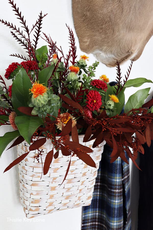 Wall Basket With Autumn Flowers - Thistle Key Lane