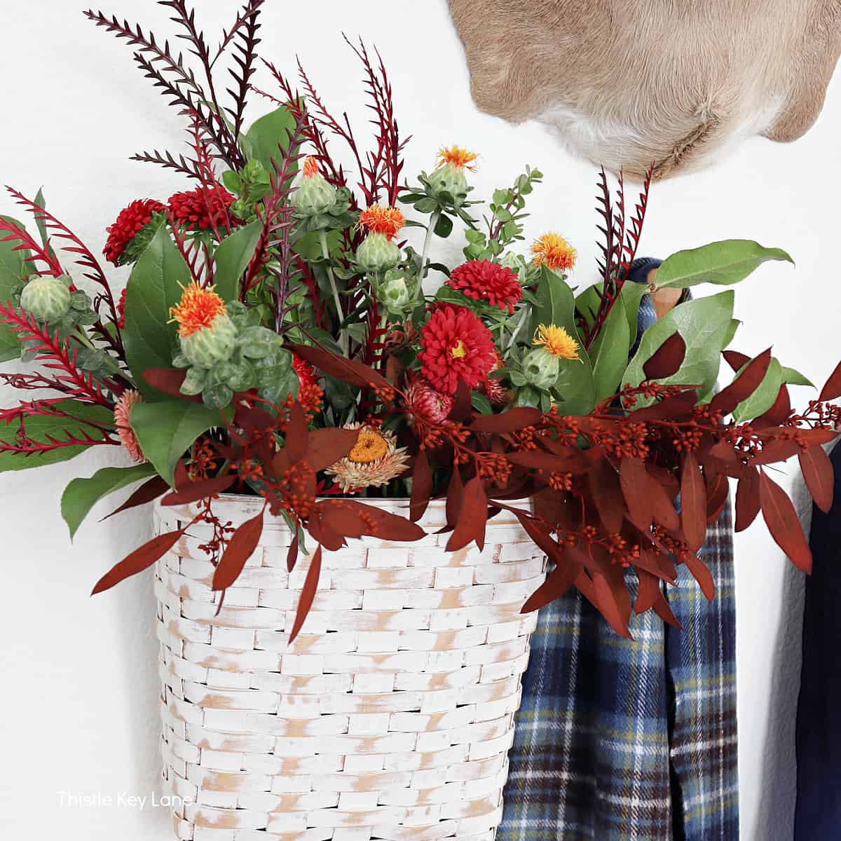 Wall Basket With Autumn Flowers