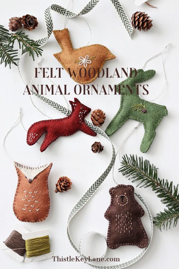 Simple Felt Woodland Animal Christmas Ornaments - Thistle Key Lane