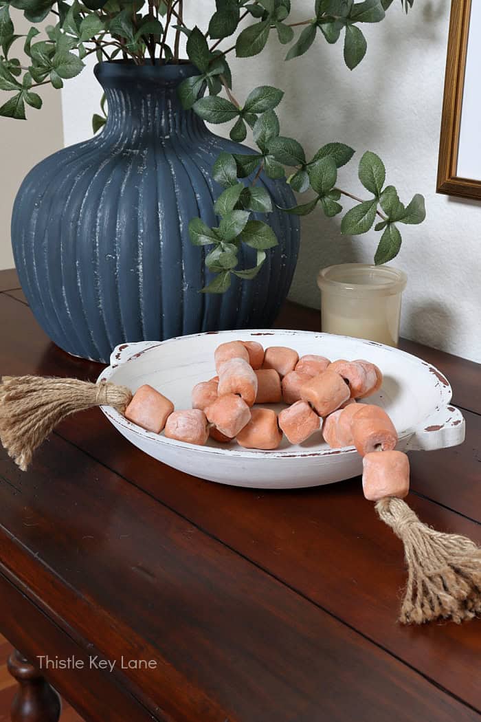 Terra cotta clay garland. Entry Table Update With A Vase Makeover.