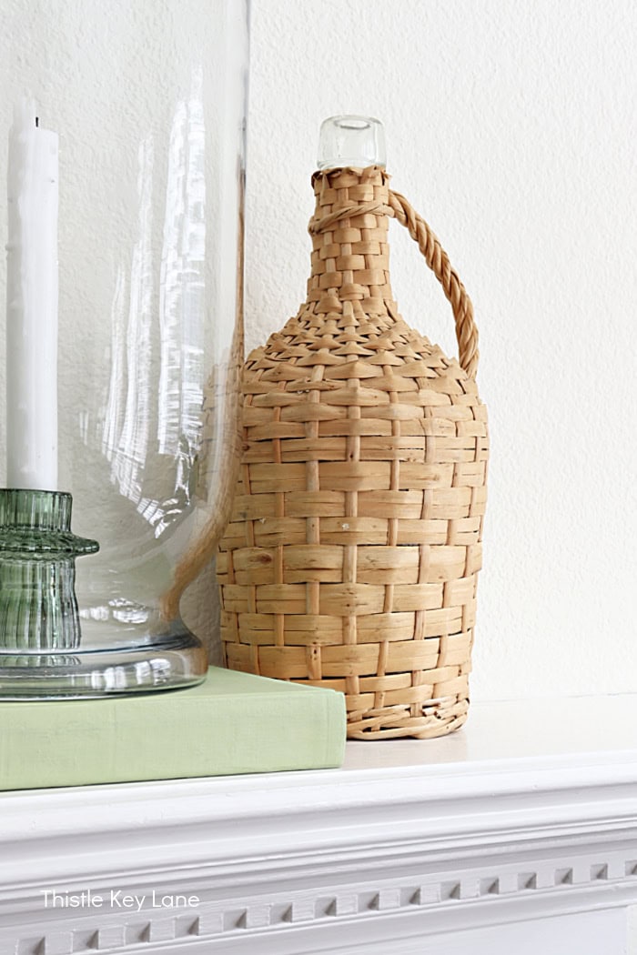 Vintage wicker wine bottle for texture.