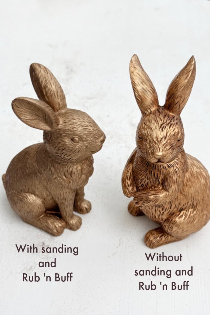 Difference between before and after metallic wax application.