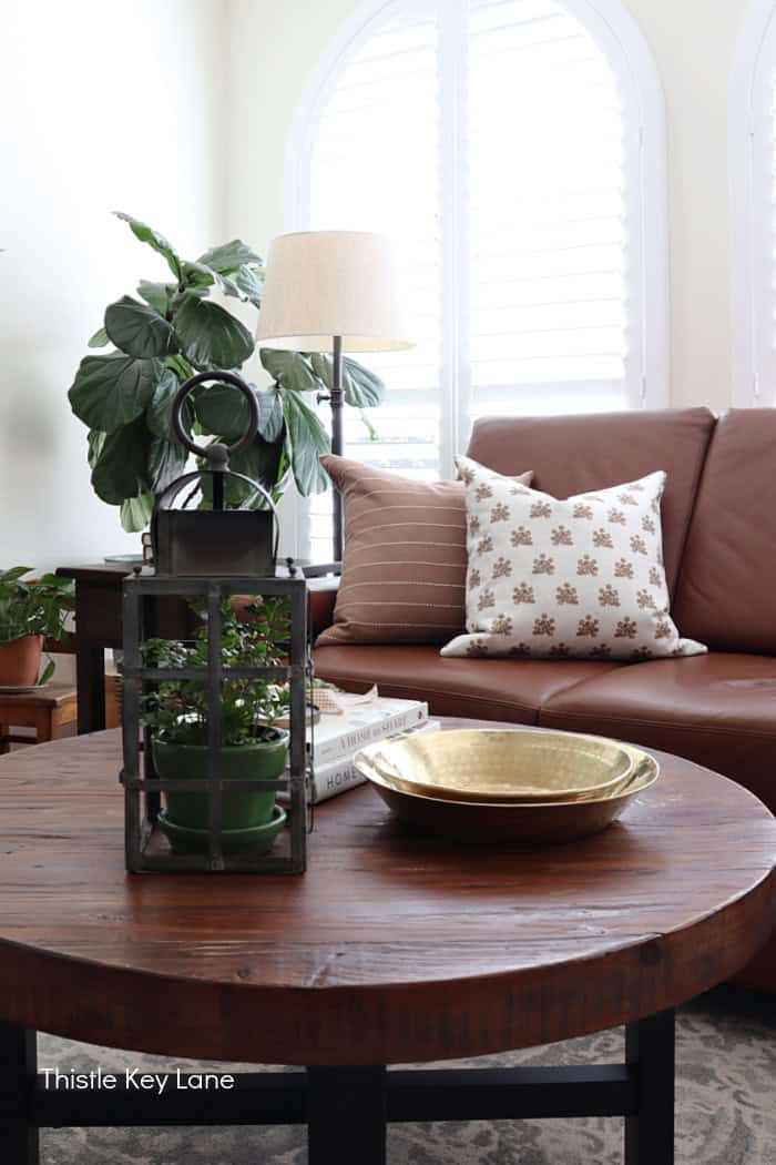 Neutral pillow covers in different prints. Soft Neutrals Spring Home Tour.