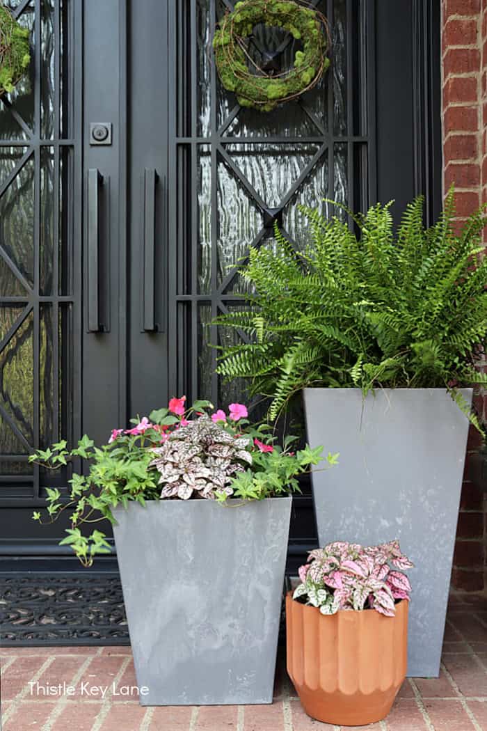 Matching composite containers. Porch Update - Space Saving Planters.