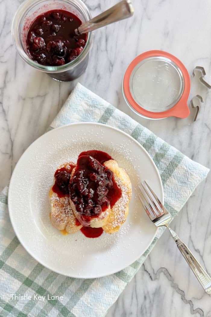 French toast with blueberry compote.