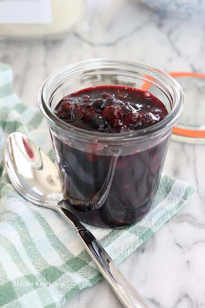 Storage in a 8oz jar. Blueberry Compote Recipe.