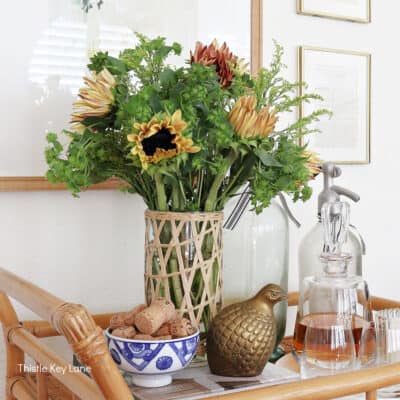 Summer To Fall Bar Cart With Sunflowers