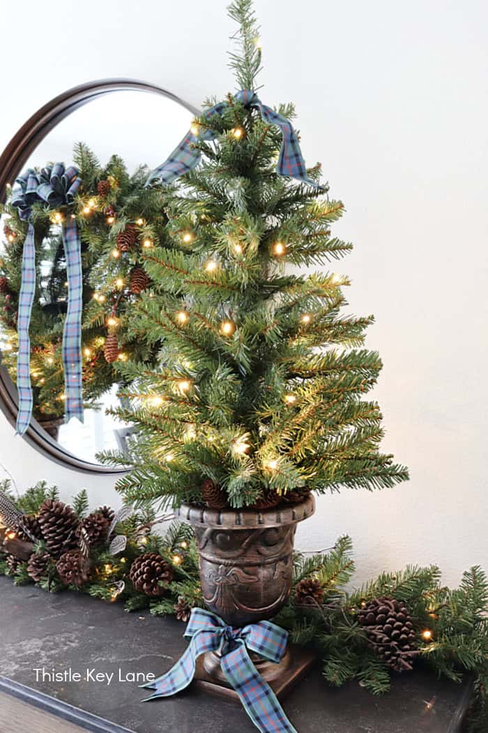 Mini tree with lights. Easy Plan Ahead Christmas Decorating.