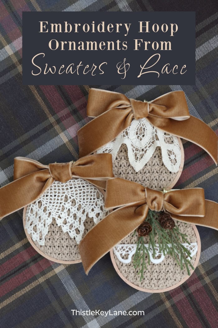 Embroidery Hoop Ornaments From Sweaters.