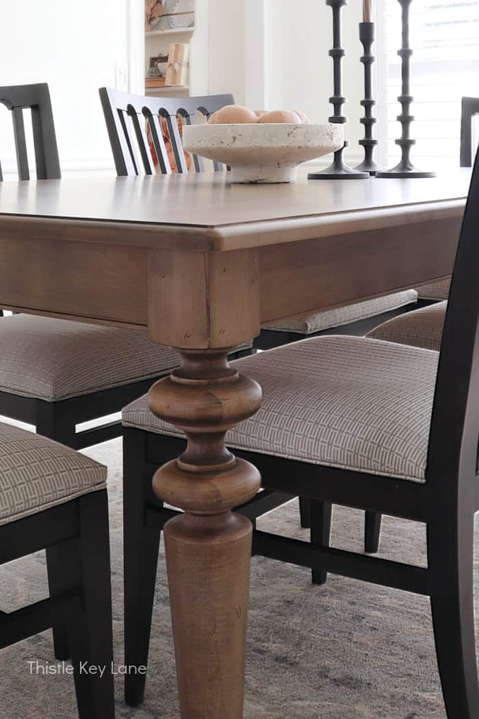 Table leg detail. Dining Room Update And Fall Styling.