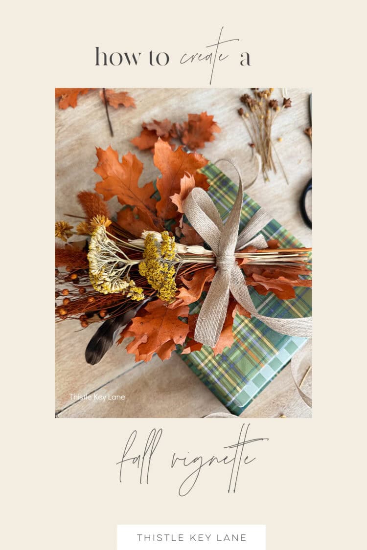 Fall Dried Florals Book Vignette collage.