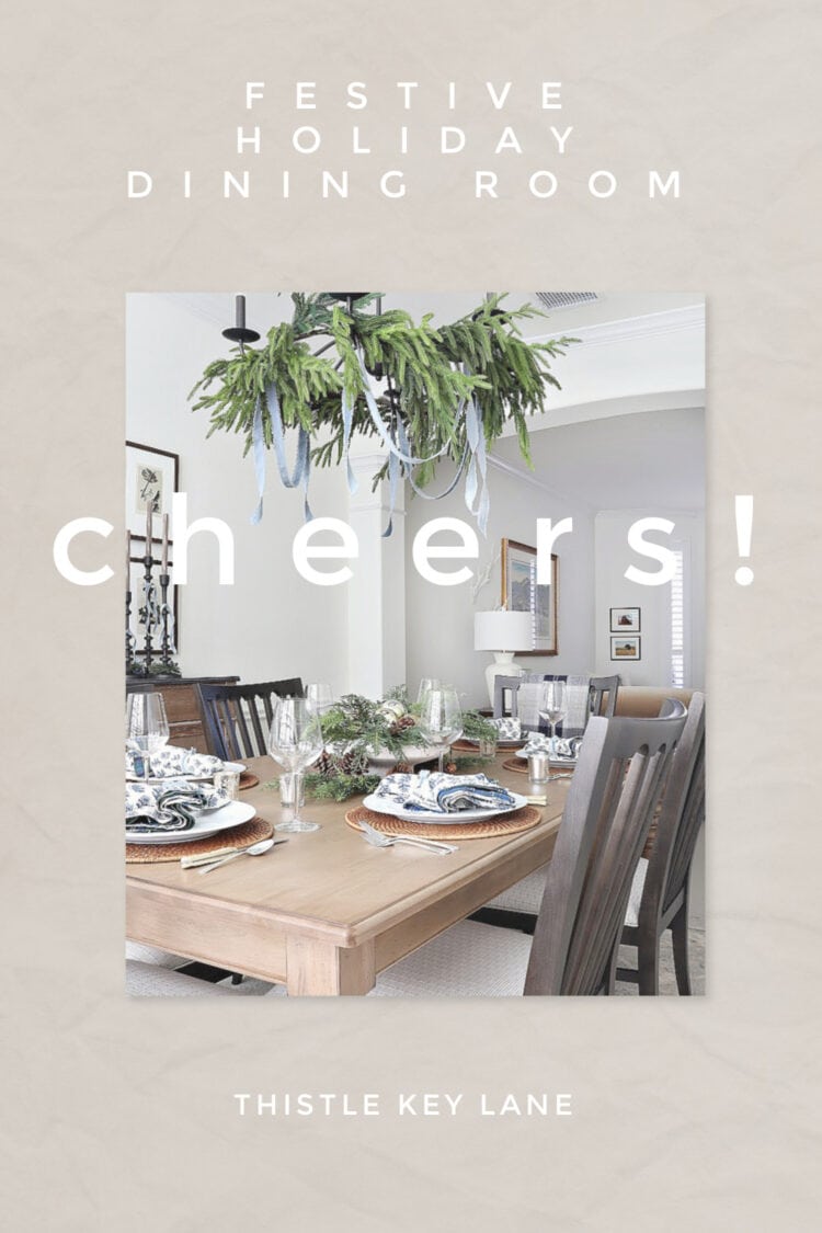 Holiday Dining Room With Festive Greenery.