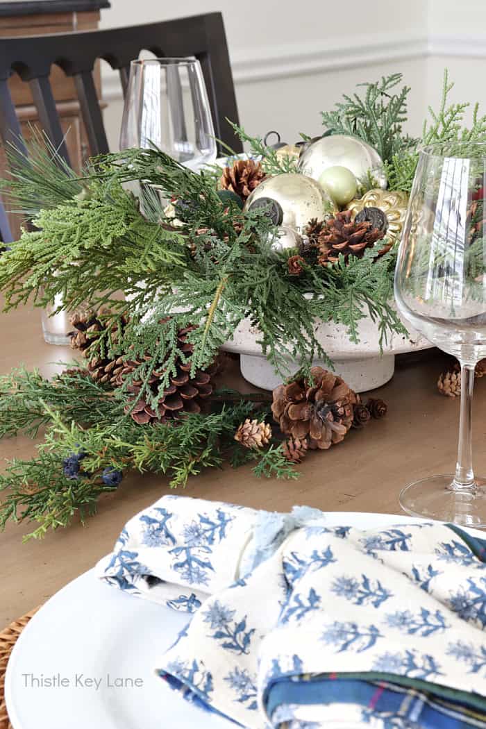 Greenery around the centerpiece.