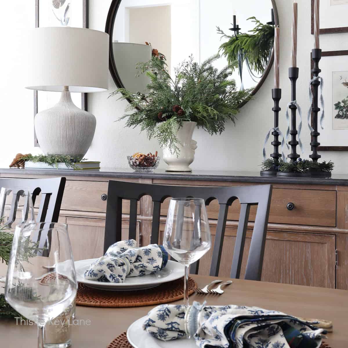 Fresh Look at Holiday Dining Room With Festive Greenery