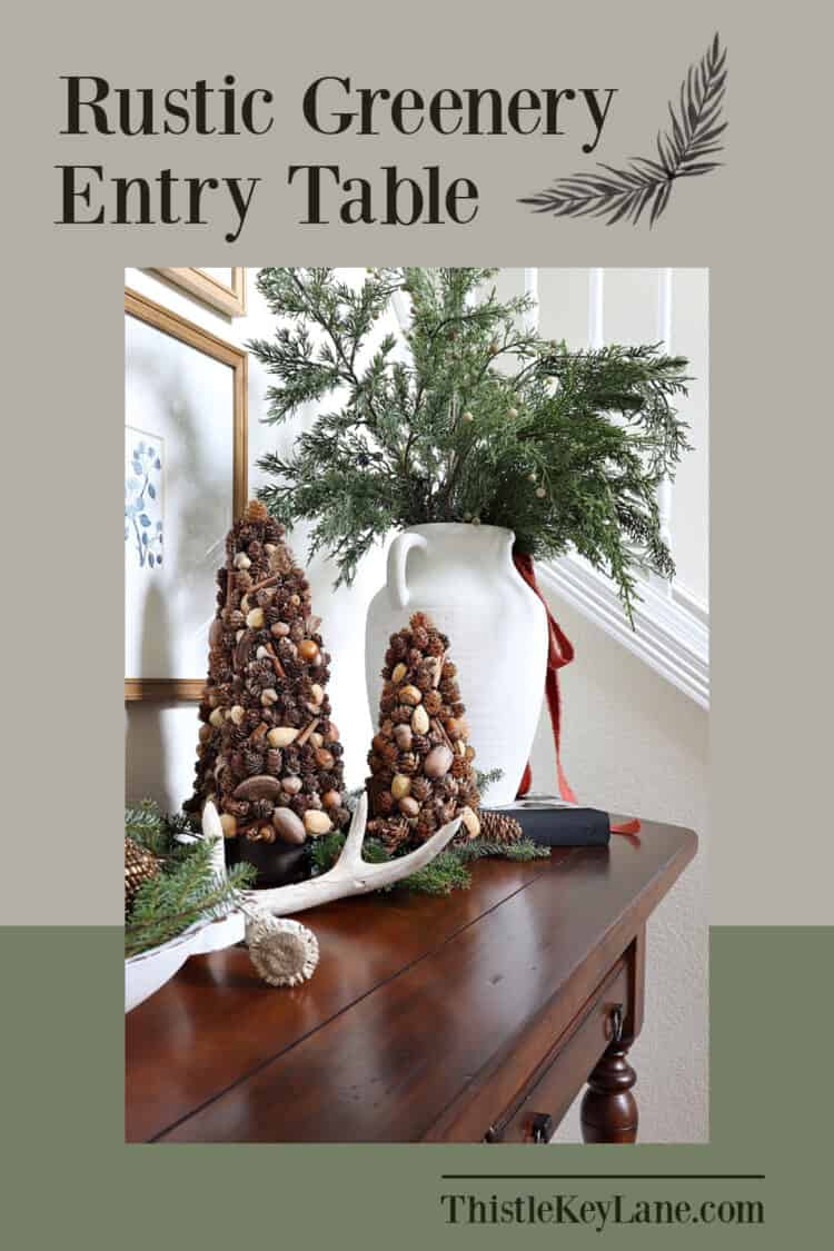 Create A Rustic Entry Table With Holiday Greenery.