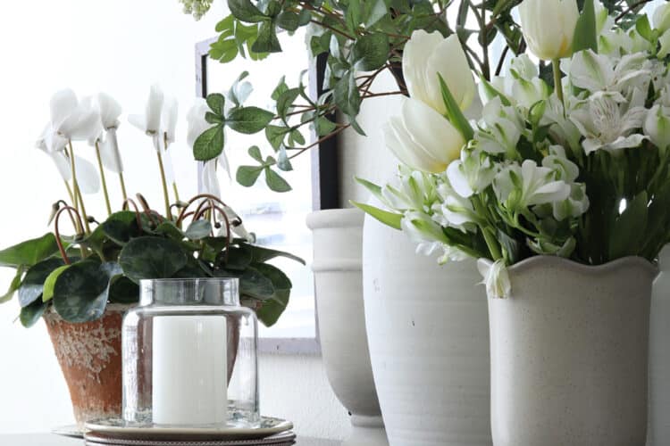 Floral Spring Vignette For Buffet Or Sideboard