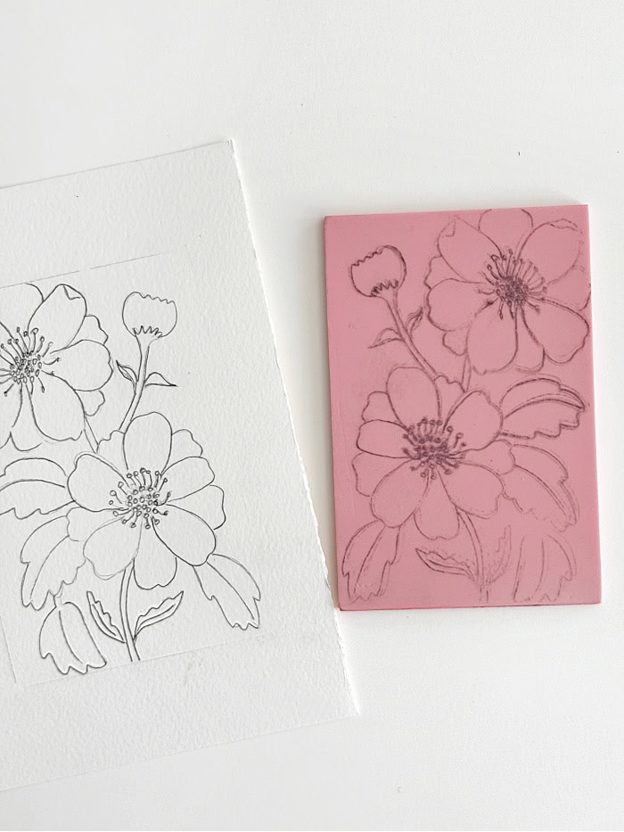 Transferring pencil image to a print block. How To Make Block Print Art.