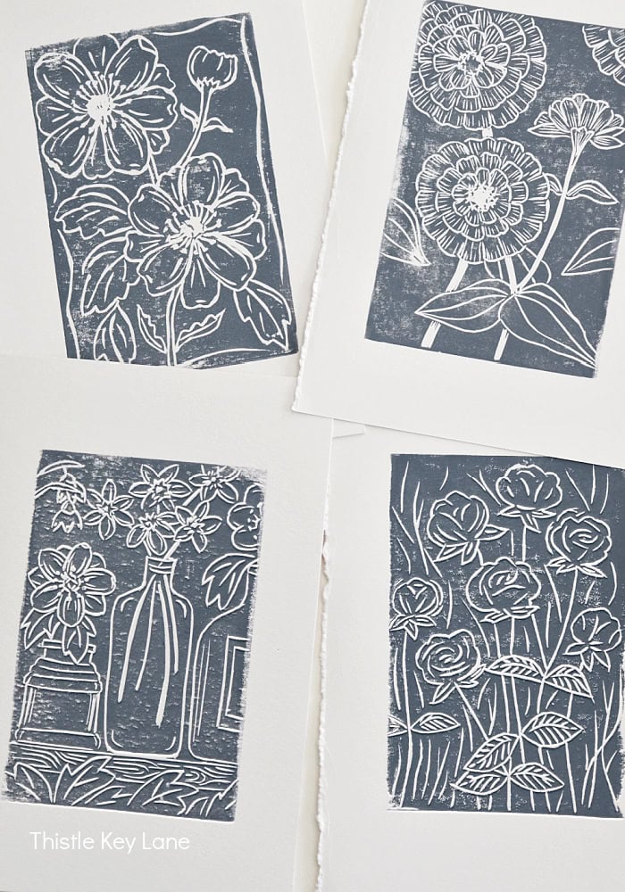Set of practice block prints. How To Make Block Print Art.