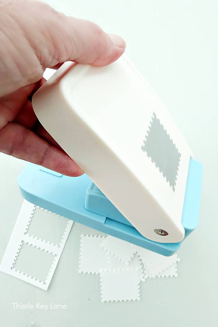Postage stamp paper punch.