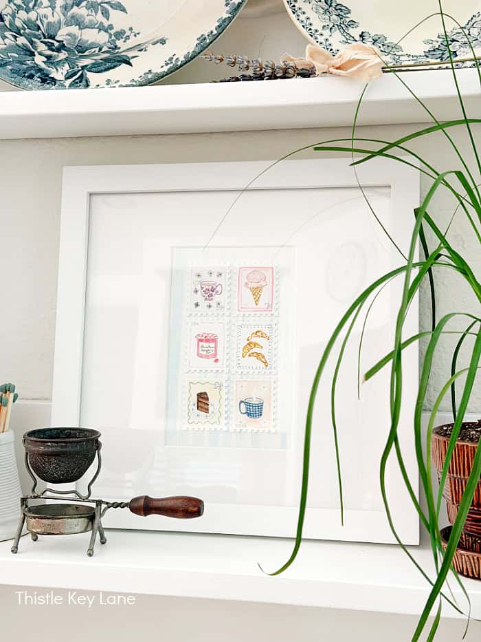 Artwork for the kitchen. Mini Postage Stamp Art DIY.