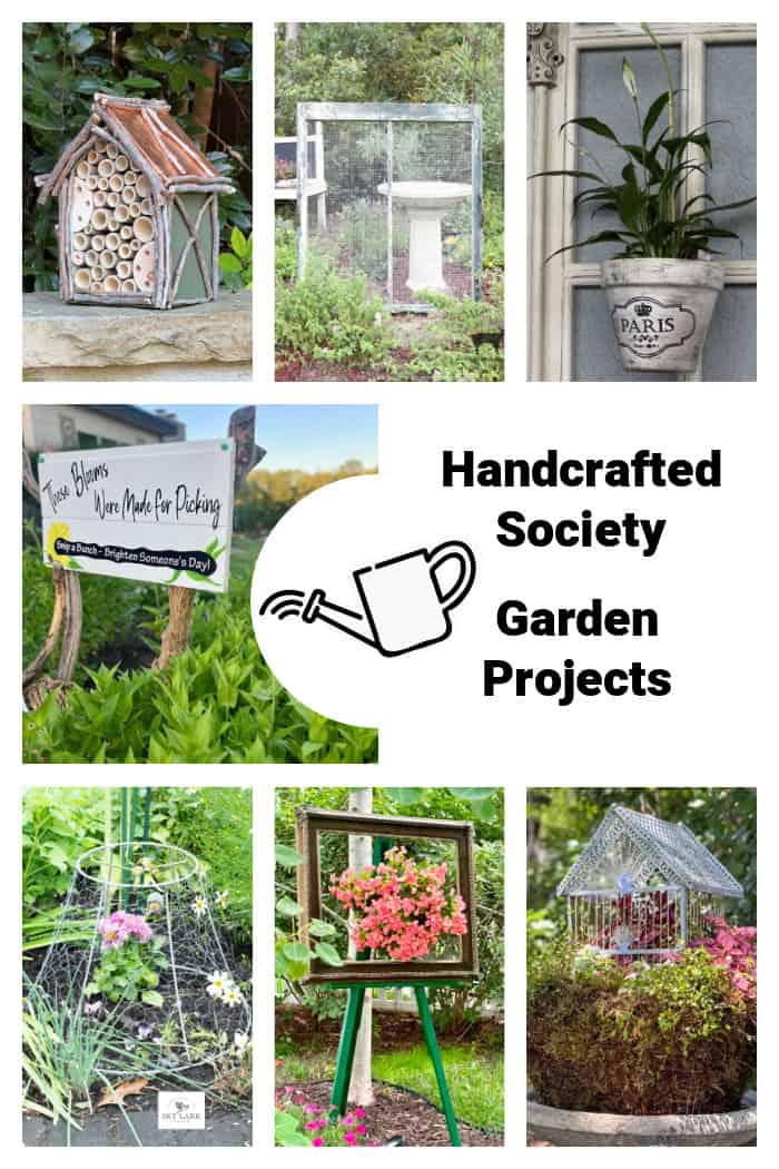 Handcrafted Society collage of garden projects.