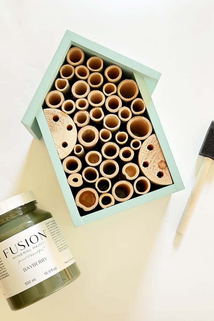 Bee house before paint makeover. Create A Fancy Bee Hotel.