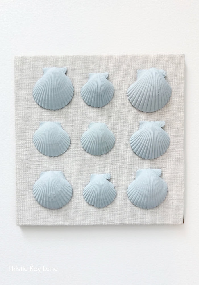 Monochromatic blue shells. DIY Painted Shell Artwork.