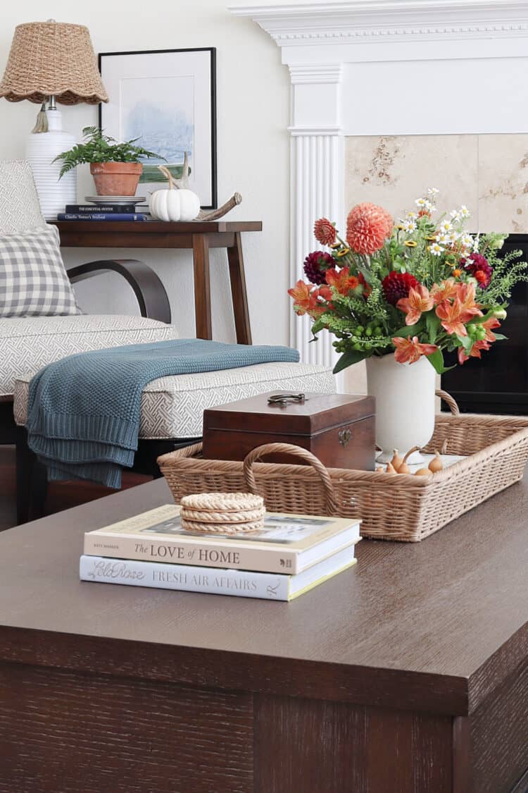 Living space with fall decor accents. Mixing In Cozy Fall Decor.