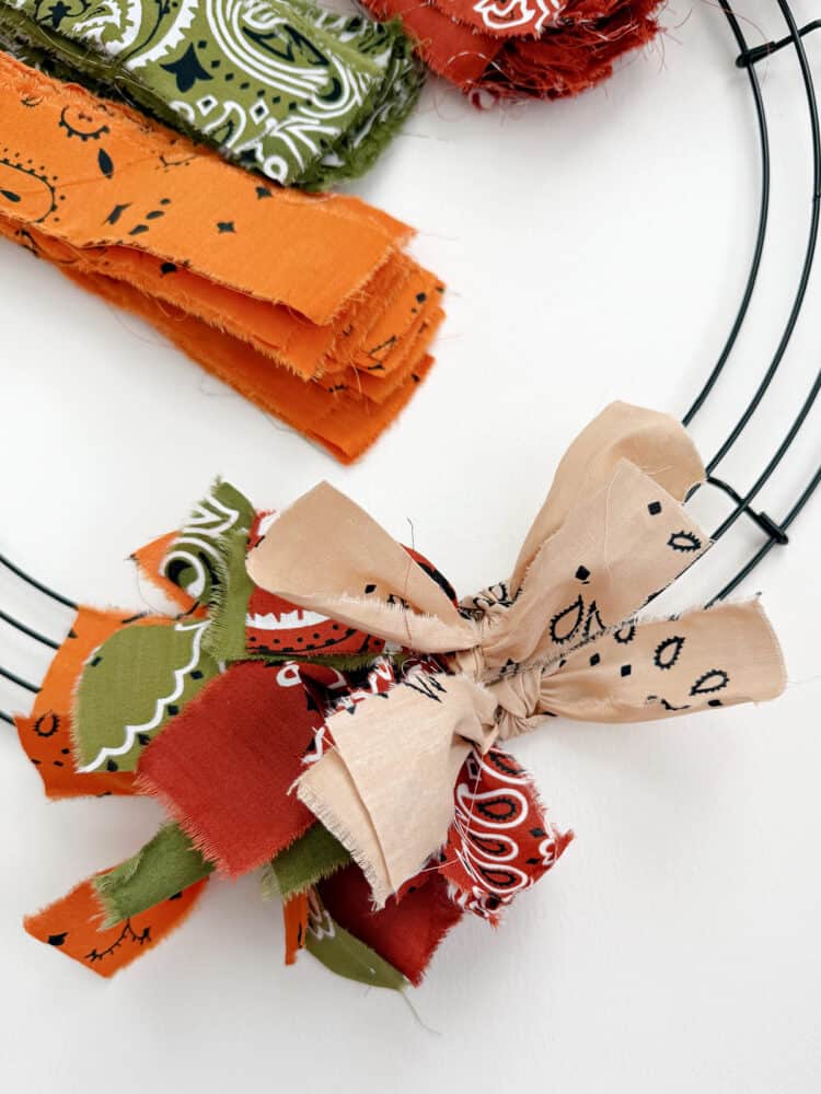 Bandana fabric strips in 4 colors. Create A Fall Rope And Bandana Wreath.