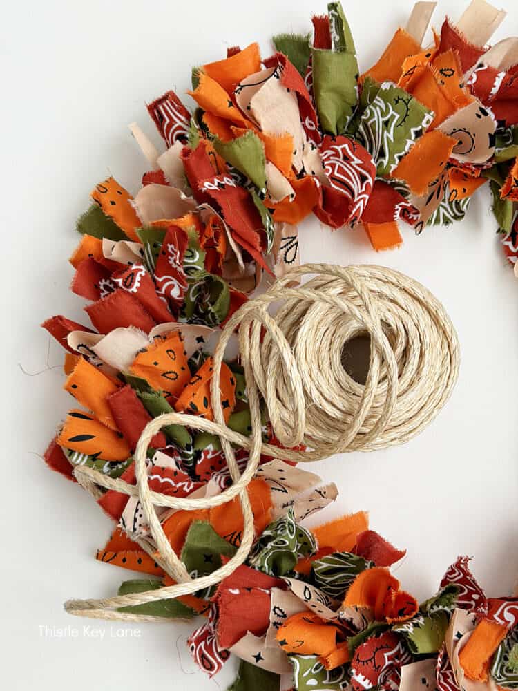 Spool of sisal rope for accent. Create A Fall Rope And Bandana Wreath.